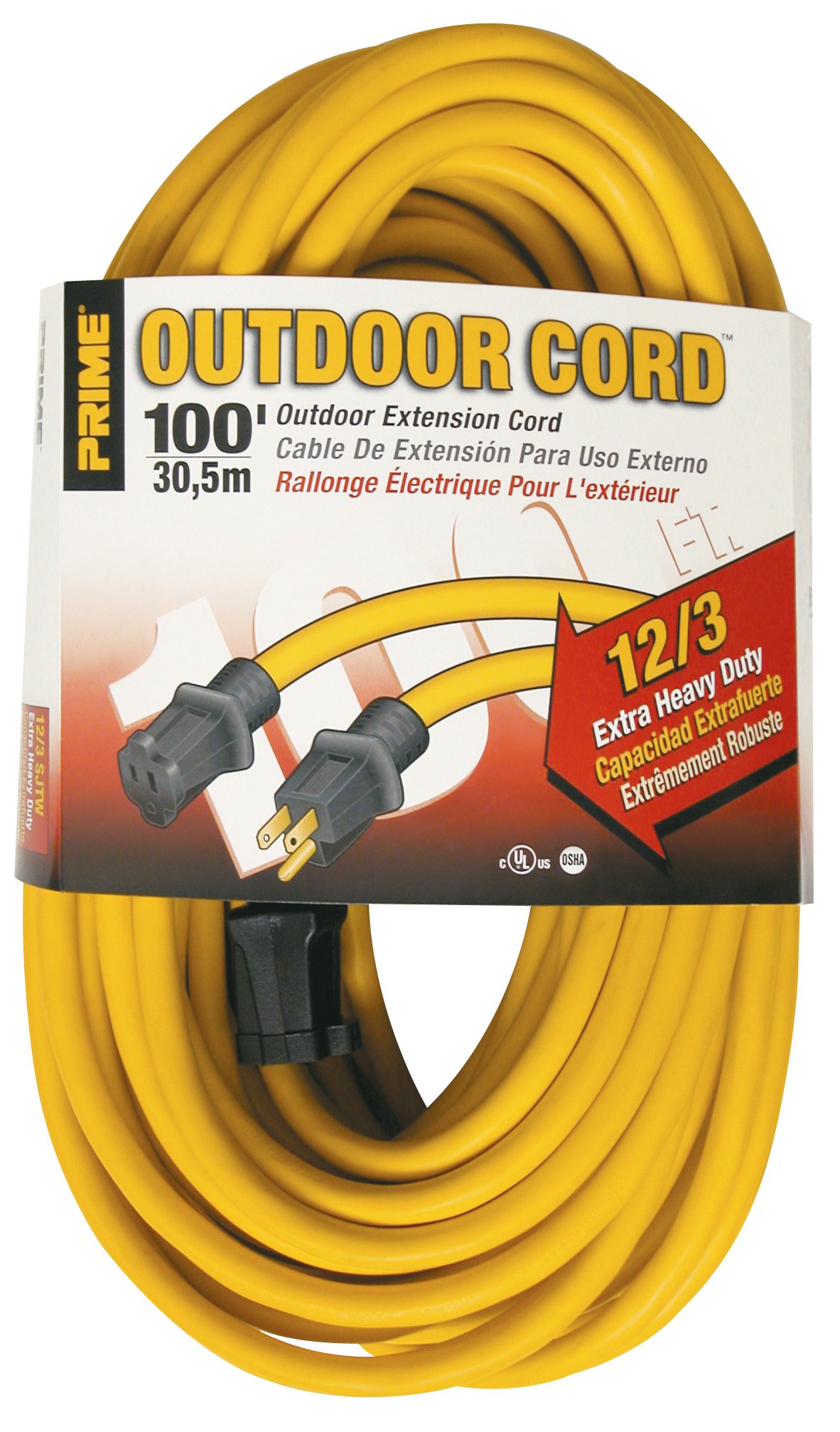 Prime EC500835 100-Foot 12/3 SJTW Jobsite Outdoor Extension Cord